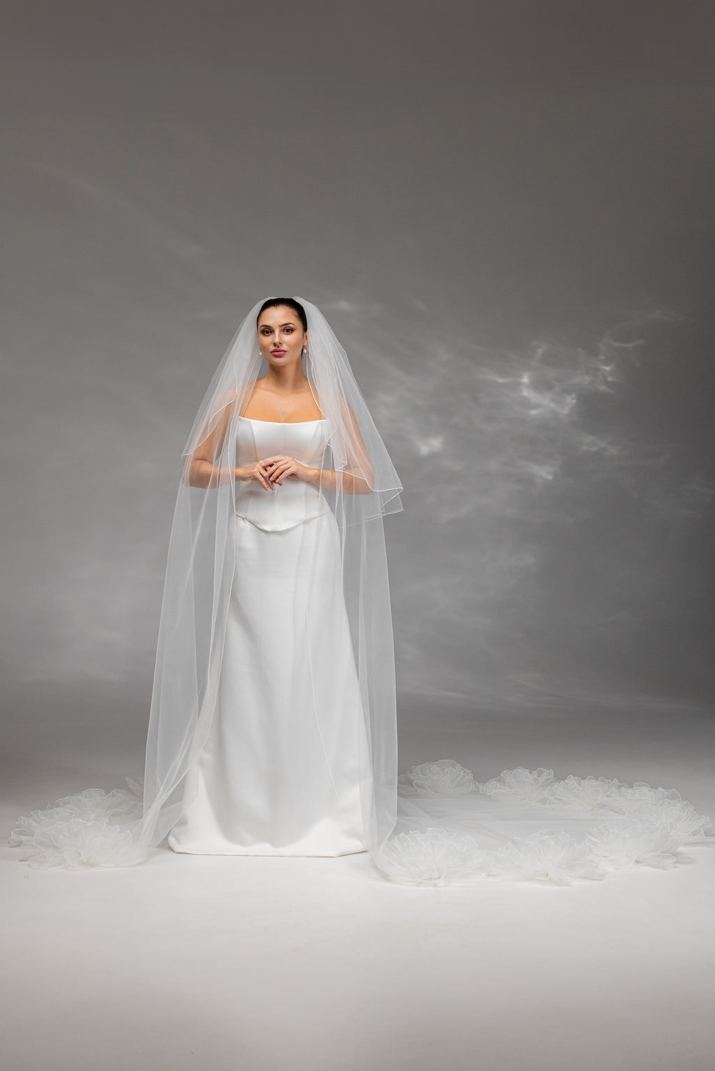 Ivory Royal Cathedral Two-Tier Bridal Veil with Flowers
