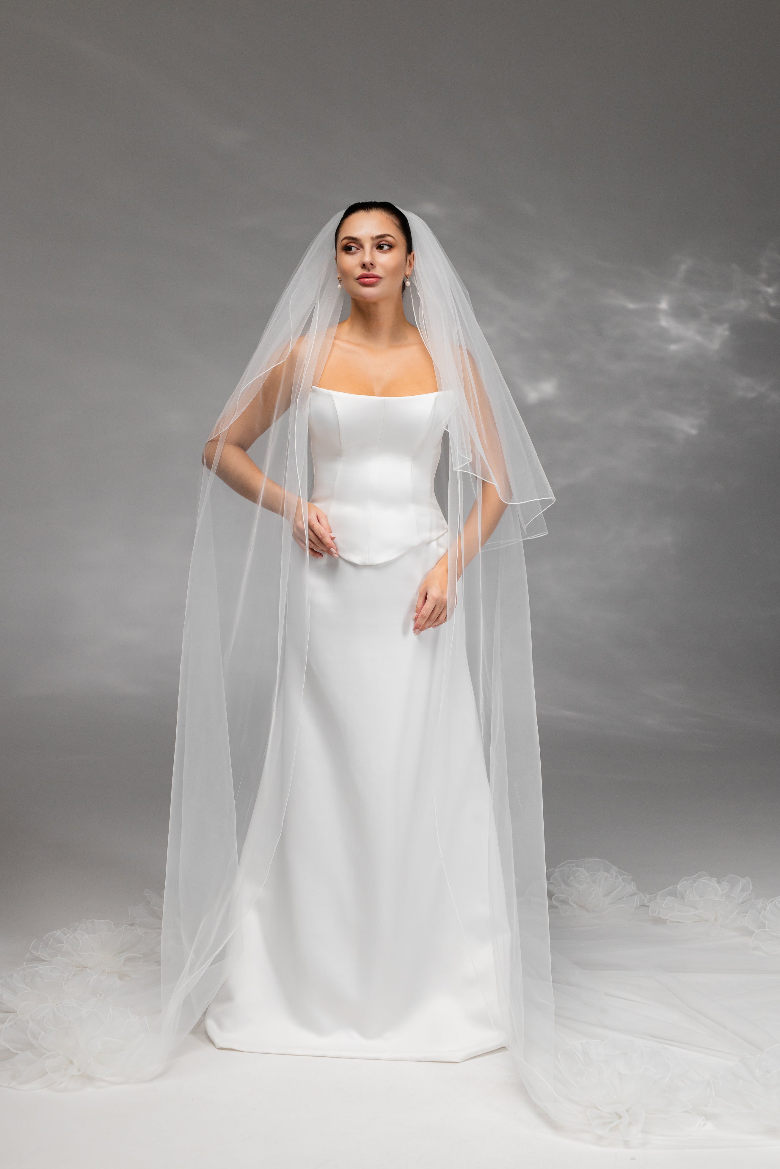 Ivory Royal Cathedral Two-Tier Bridal Veil with Flowers