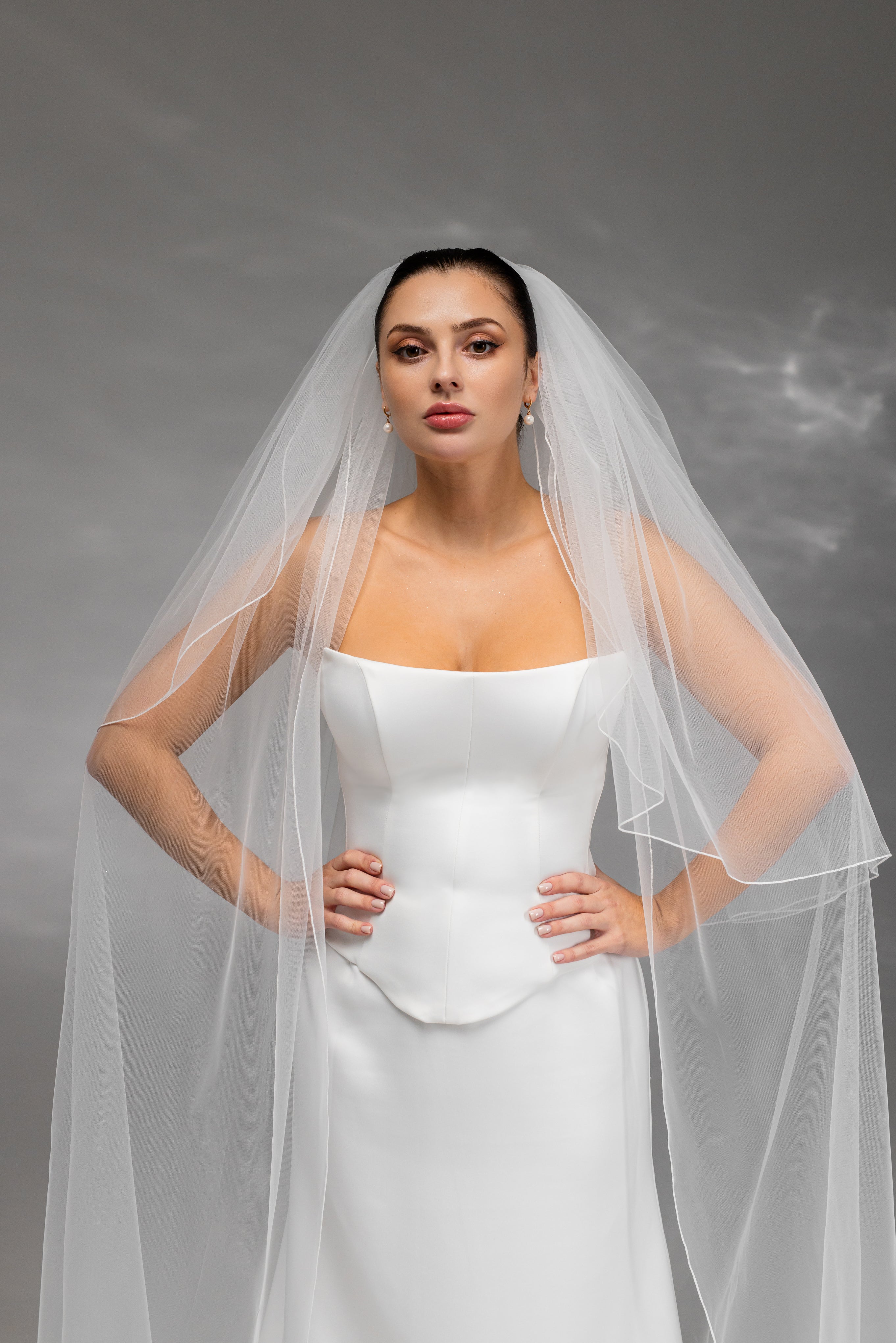 Ivory Royal Cathedral Two-Tier Bridal Veil with Flowers