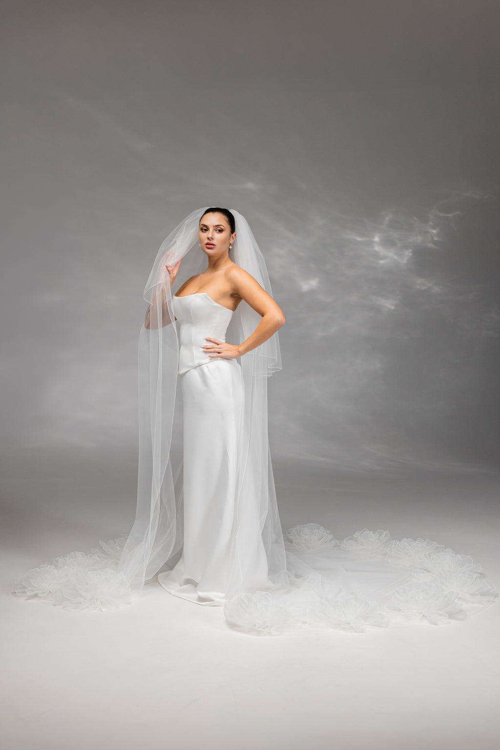 Ivory Royal Cathedral Two-Tier Bridal Veil with Flowers