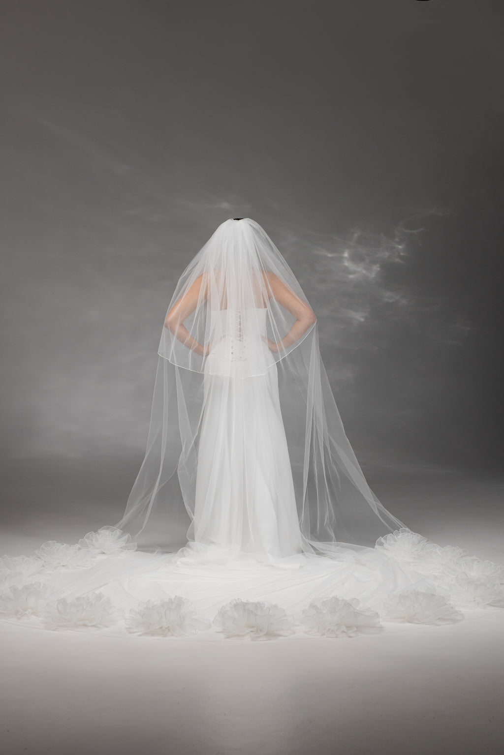 Ivory Royal Cathedral Two-Tier Bridal Veil with Flowers
