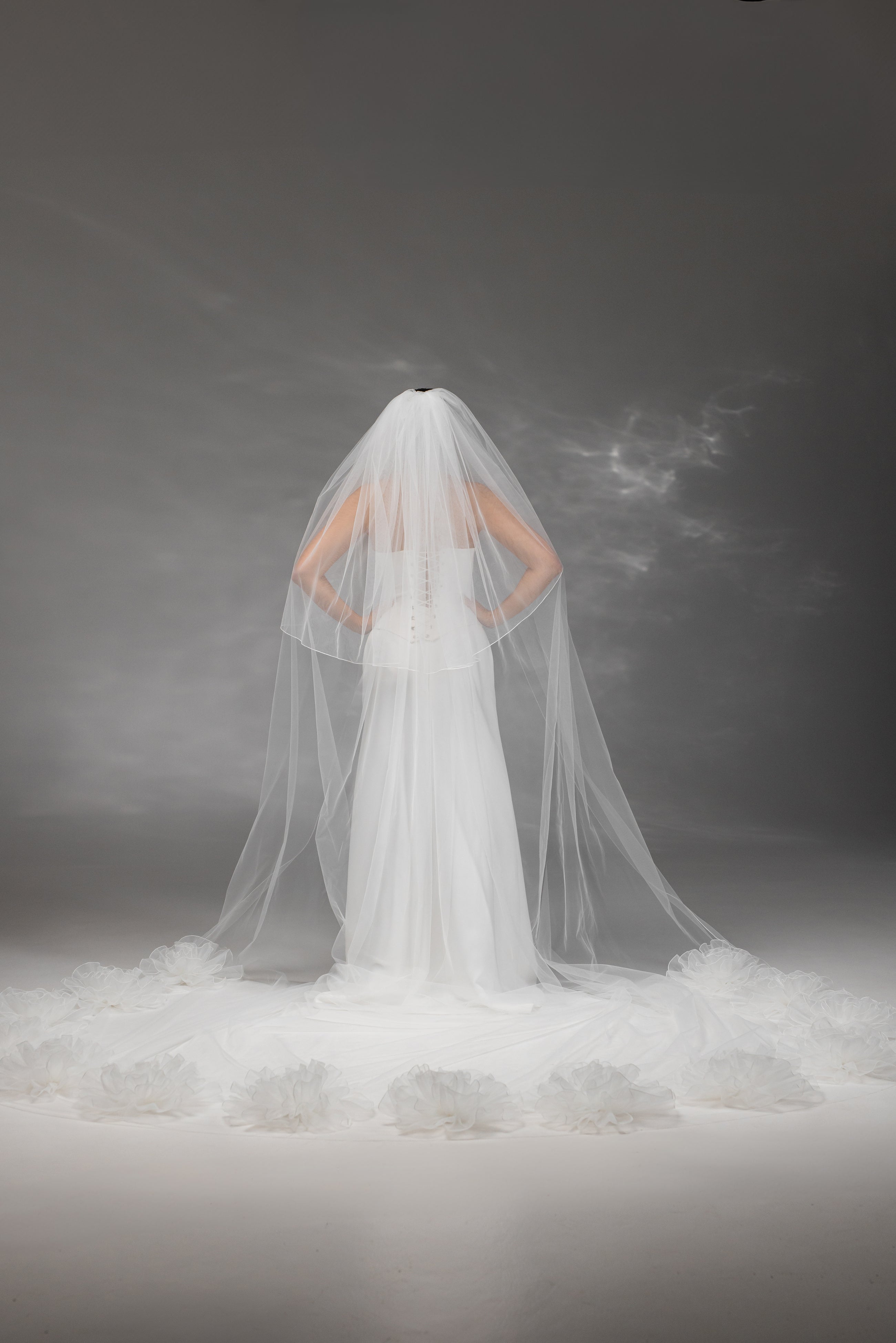 Ivory Royal Cathedral Two-Tier Bridal Veil with Flowers