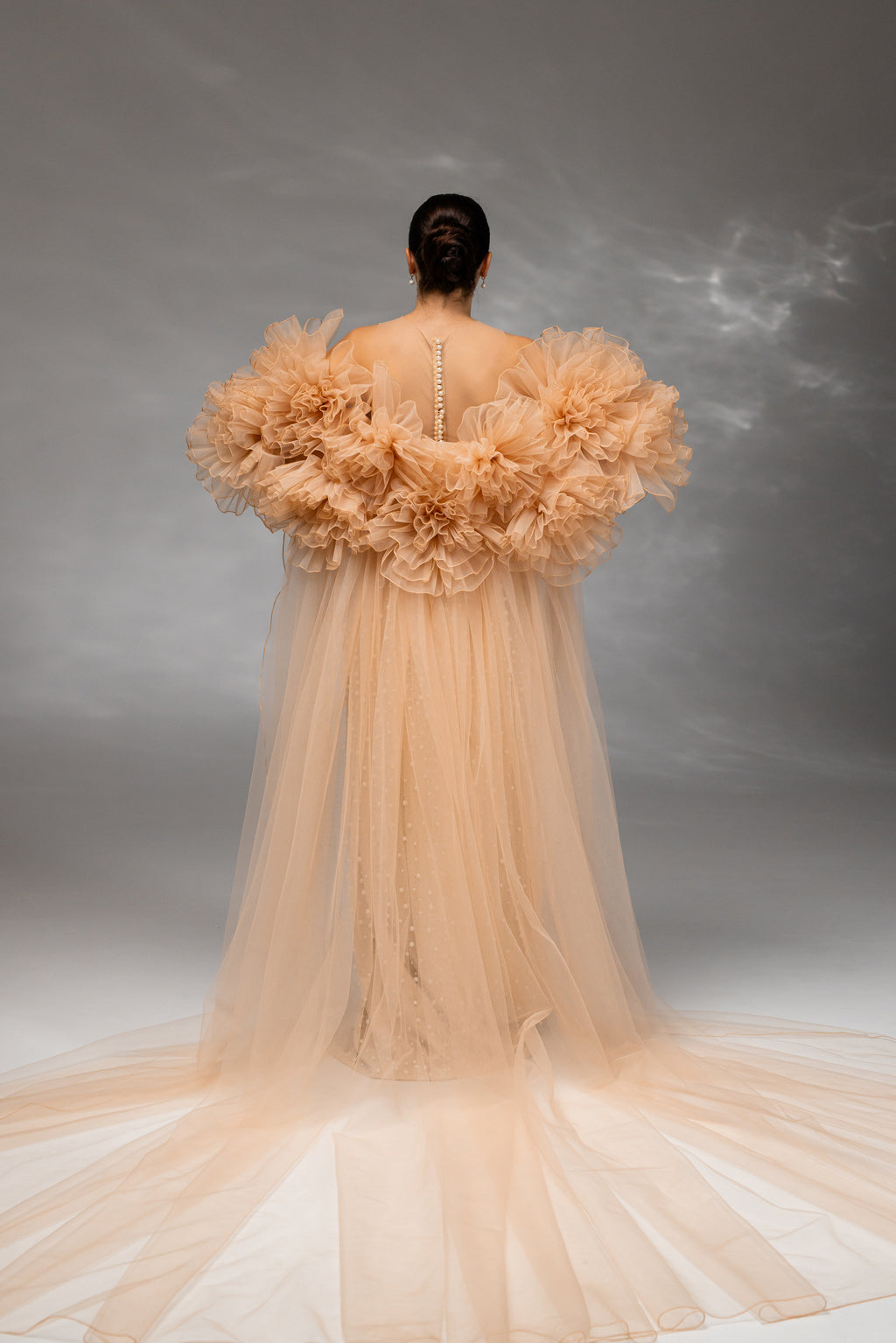 Cappuccino Extra-Wide Chapel-Length Bridal Cape