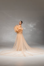 Cappuccino Extra-Wide Chapel-Length Bridal Cape