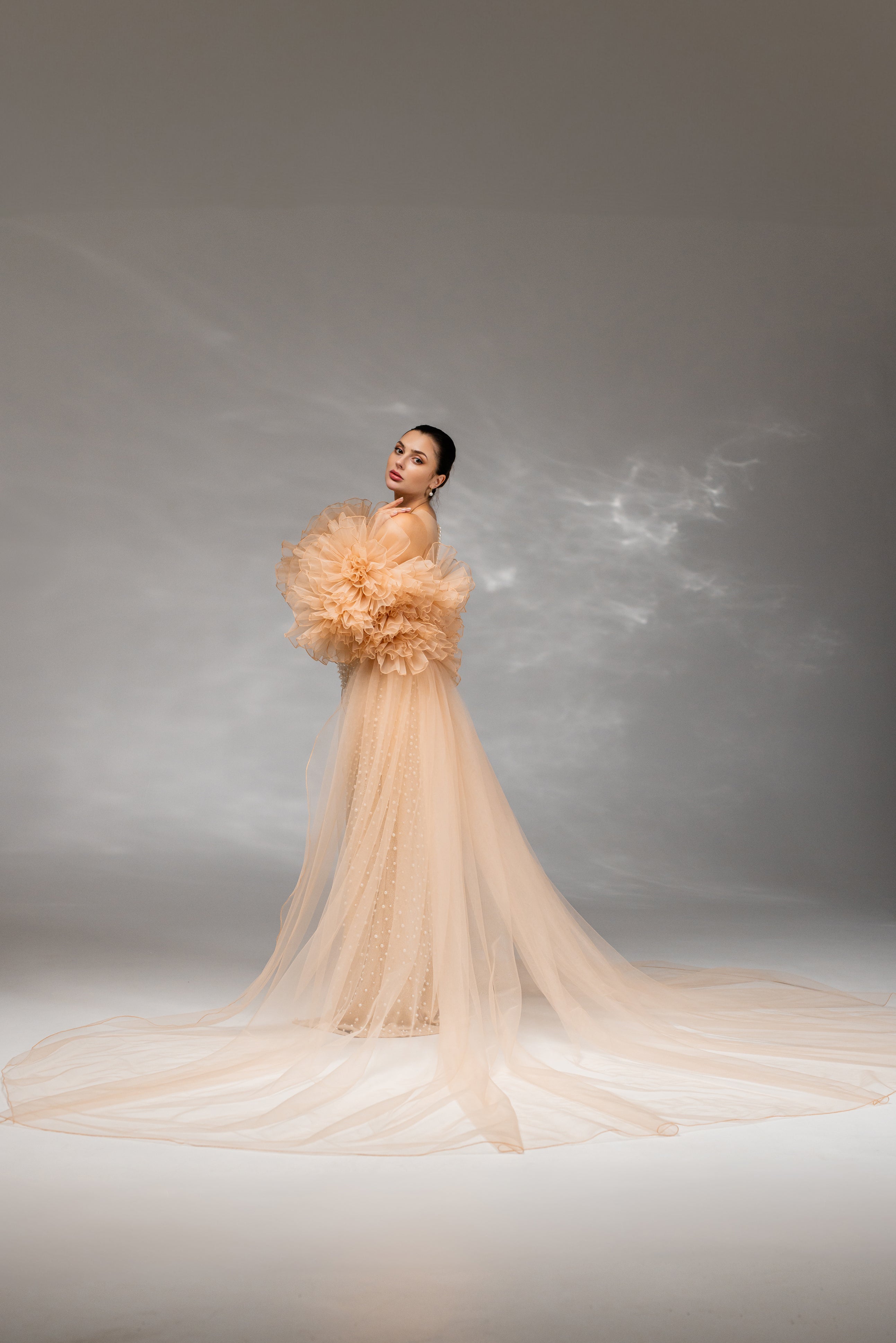 Cappuccino Extra-Wide Chapel-Length Bridal Cape