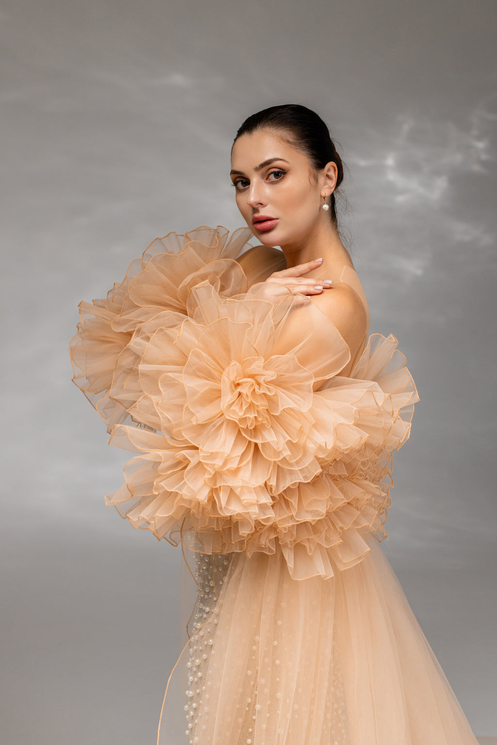 Cappuccino Extra-Wide Chapel-Length Bridal Cape