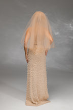 Cappuccino Waist-Length Bridal Veil with Pencil Edge Trim