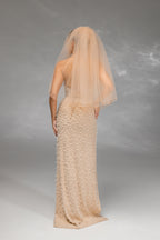 Cappuccino Waist-Length Bridal Veil with Pencil Edge Trim
