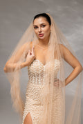 Cappuccino Royal Cathedral Bridal Veil in Italian Tulle