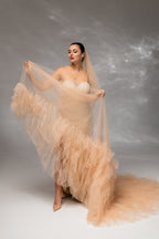 Cappuccino Royal Cathedral Bridal Veil in Italian Tulle