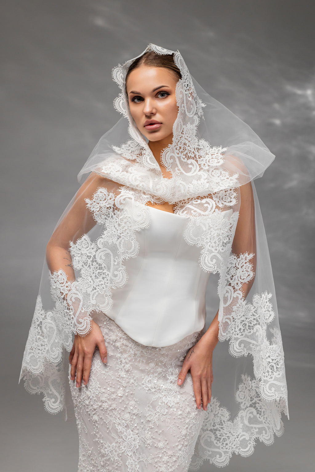 Chantilly Lace Bridal Hood