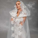 Cathedral-Length Bridal Hood with Macramé Lace