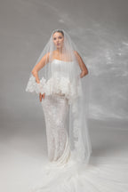 Ivory Royal Cathedral Two-Tier Bridal Veil with Macramé Lace