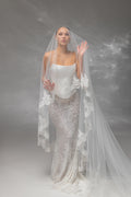 Ivory Royal Cathedral Oval Bridal Veil with Lace