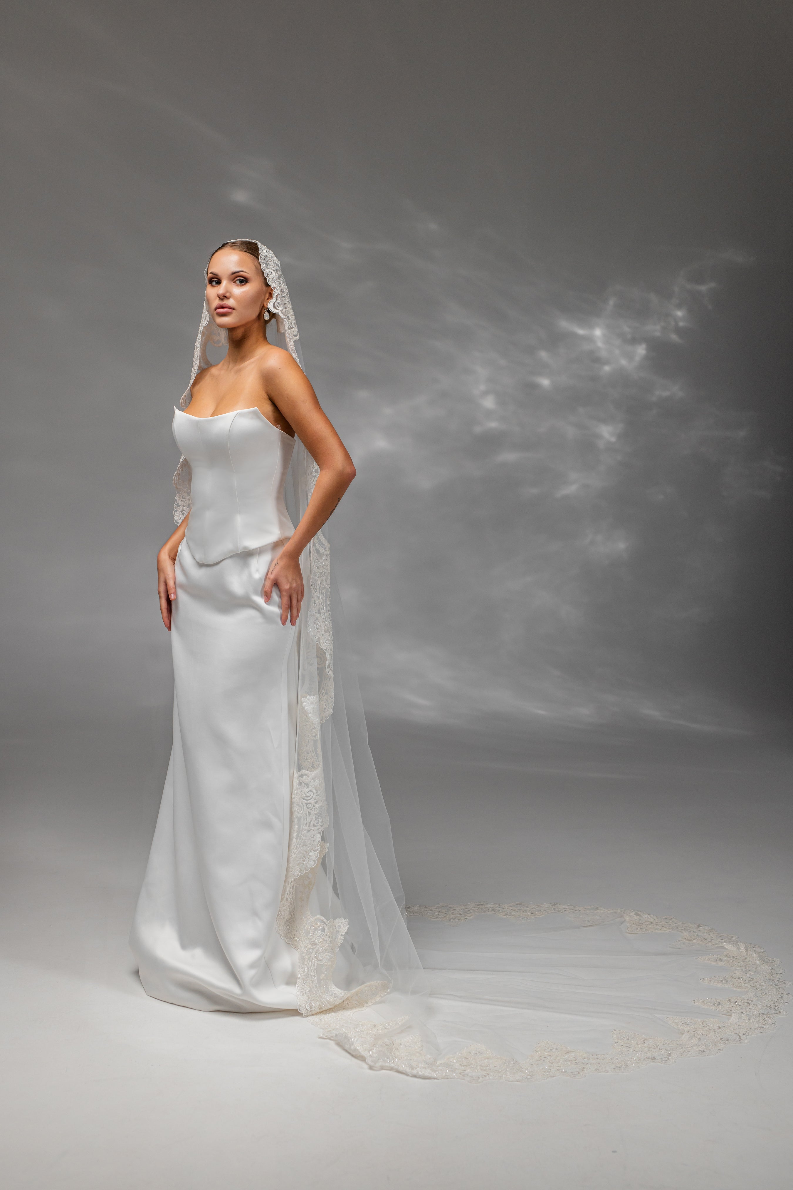 Cathedral Bridal Veil with Embroidered Lace