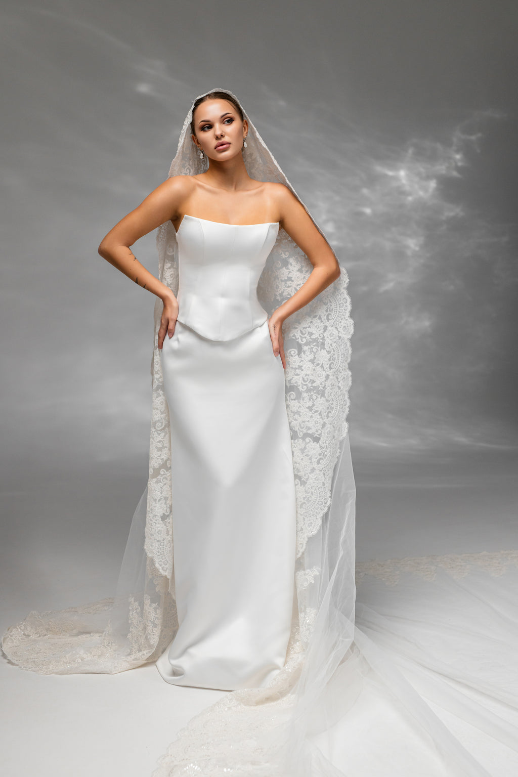 Grand Royal Cathedral Bridal Veil with Embroidered Lace