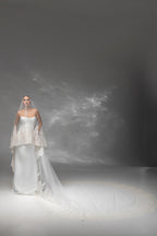 Soft Floor-Length Bridal Veil with Embroidered Lace
