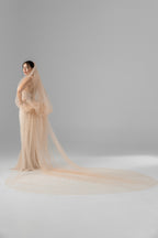 Cappuccino Royal Cathedral Bridal Veil with Pearls