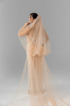 Cappuccino Royal Cathedral Bridal Veil with Pearls