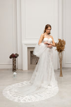 Milky White Grand Royal Cathedral Lace Bridal Veil