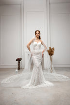Milky White Grand Royal Cathedral Lace Bridal Veil