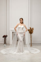 Milky Cathedral Lace Bridal Veil