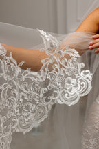 Milky Cathedral Lace Bridal Veil
