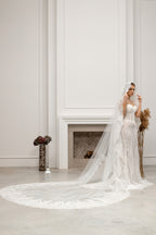 Milky Cathedral Lace Bridal Veil