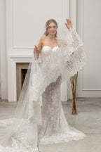 Milky Cathedral Lace Bridal Veil