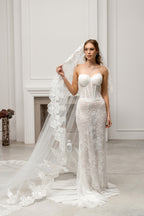 Milky White Grand Cathedral Lace Bridal Veil