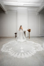 Milky White Grand Cathedral Lace Bridal Veil