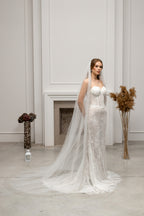 Chapel-Length Bridal Veil with Pearls and Crystals