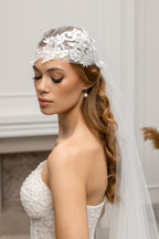 Ivory Floor-Length Bridal Veil with Lace Cap