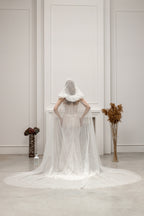 Chapel-Length Bridal Cape Veil with Hood