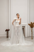 Chapel-Length Bridal Cape Veil with Hood