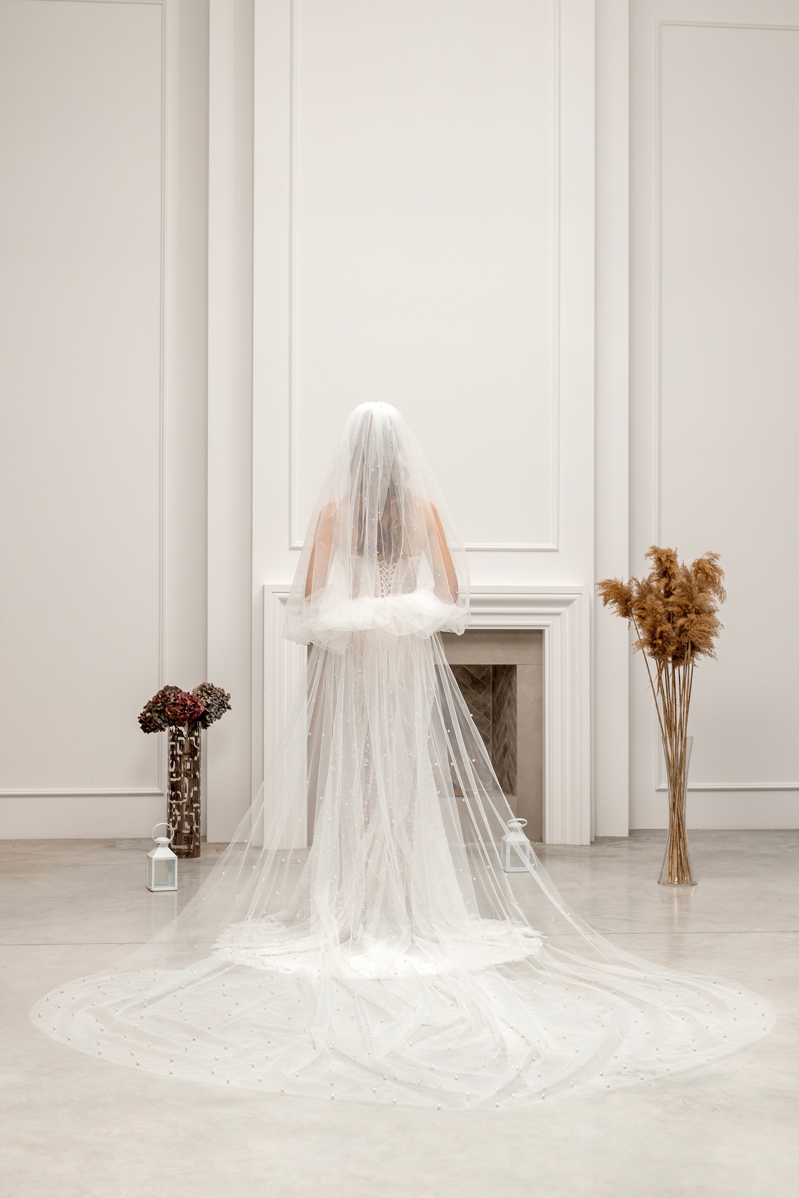 Royal Cathedral Bridal Veil with Pearl Embroidery