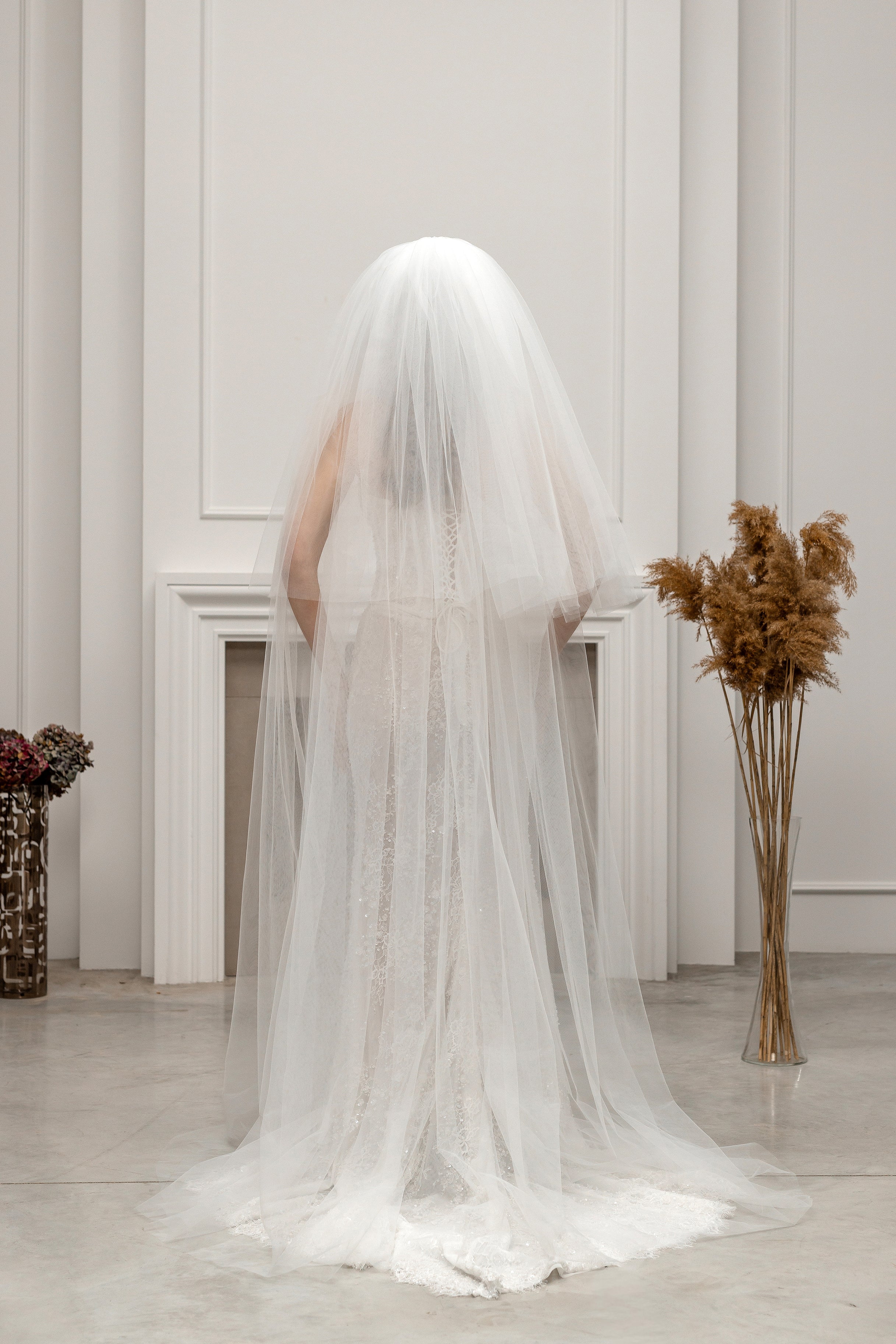 Chapel-Length Two-Tier Ivory Bridal Veil