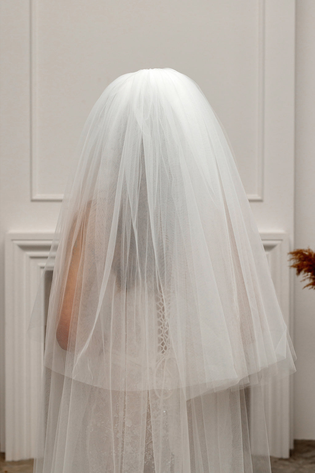 Chapel-Length Two-Tier Ivory Bridal Veil