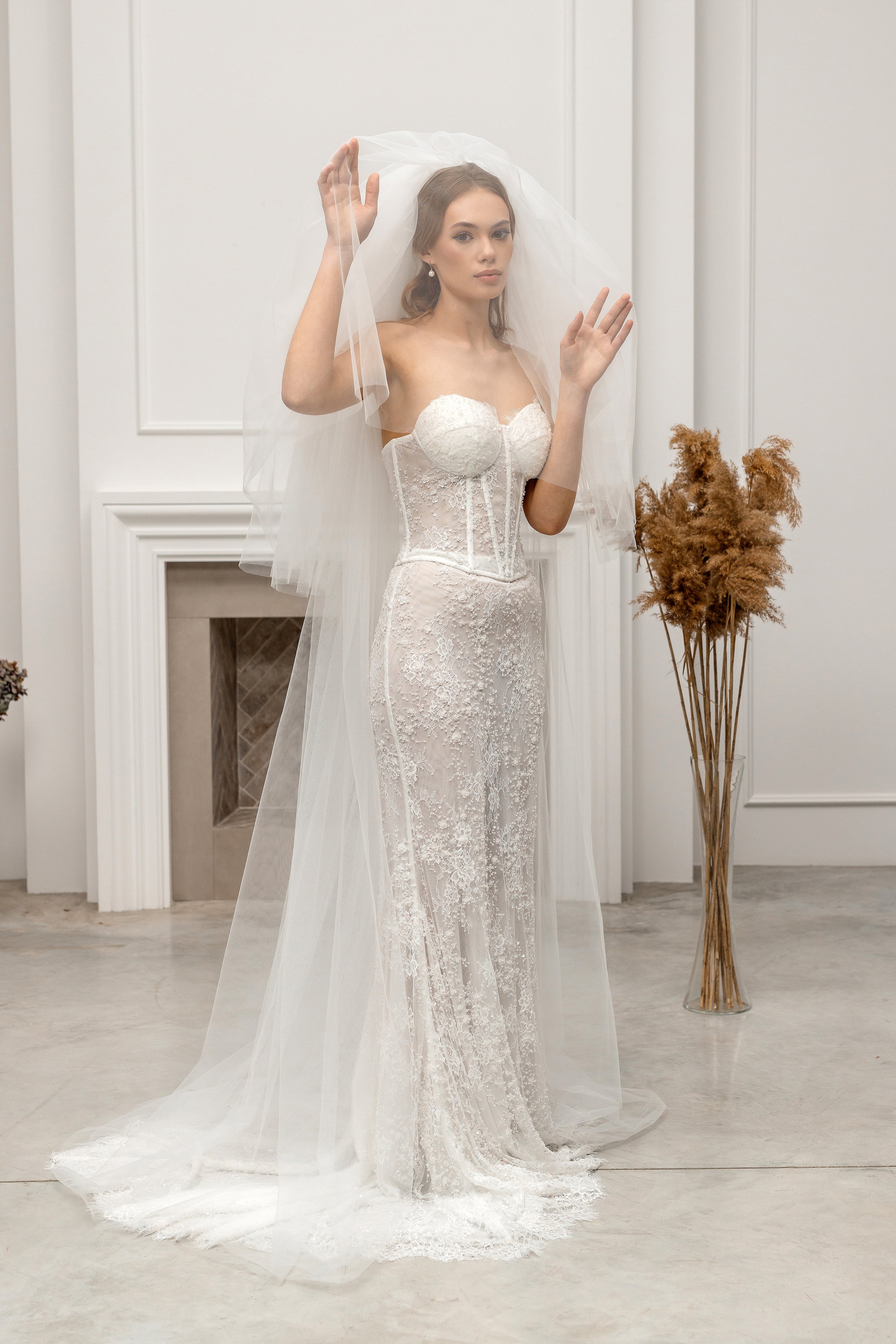 Chapel-Length Two-Tier Ivory Bridal Veil