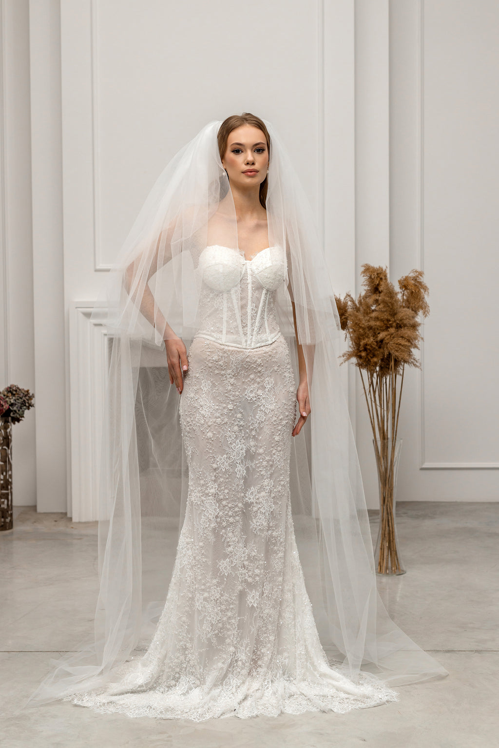 Chapel-Length Two-Tier Ivory Bridal Veil