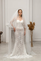 Chapel-Length Two-Tier Ivory Bridal Veil