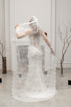 Ivory Chapel-Length Chantilly Lace Bridal Bandana Veil