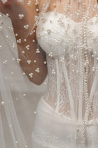 Ivory Bridal Cape with Pearls