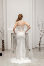 Ivory Bridal Cape with Pearls