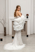 Handmade Ivory Bridal Veil with Luxe Italian Tulle and Flower Detail