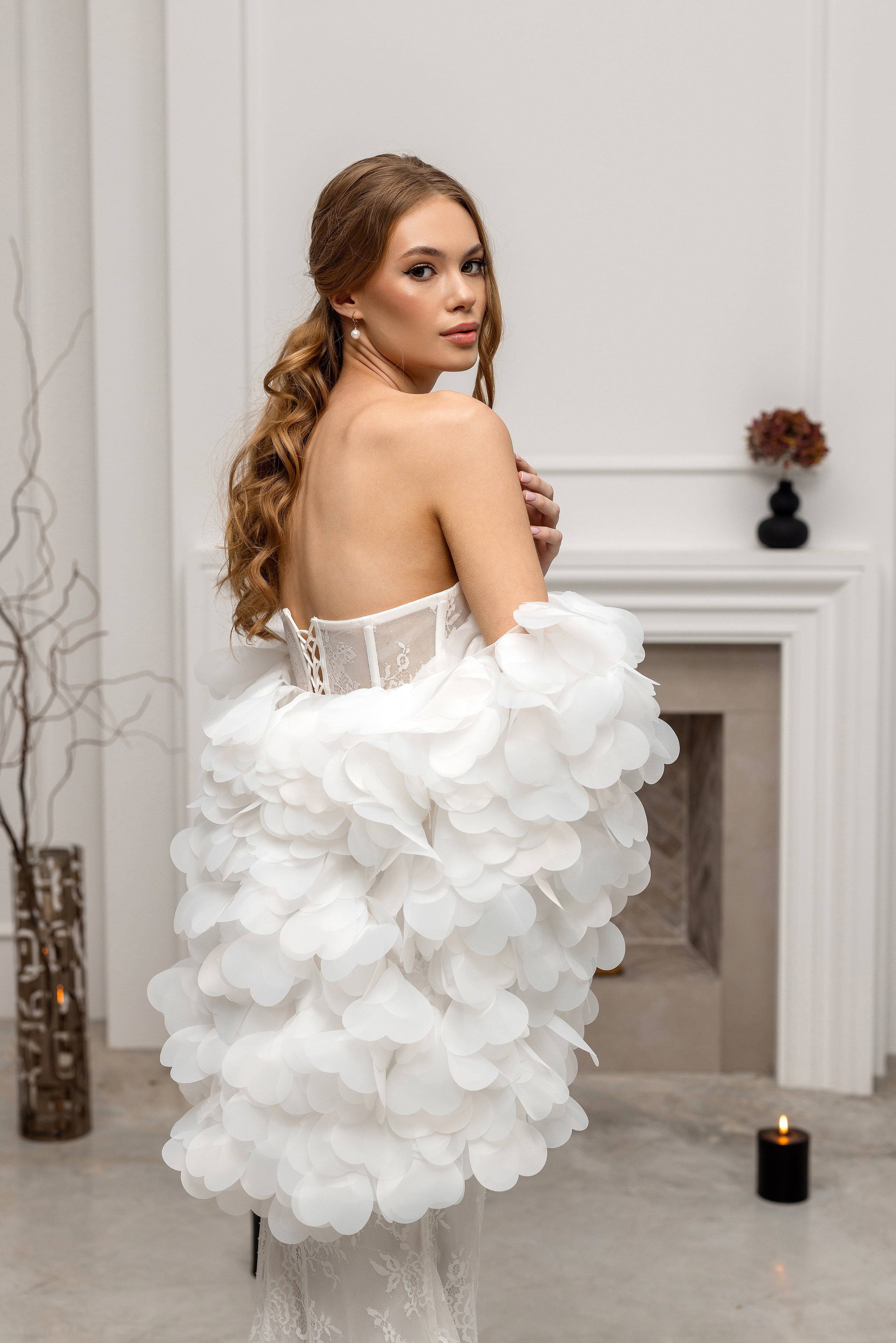 Handmade Ivory Bridal Veil with Luxe Italian Tulle and Flower Detail