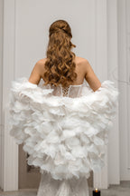 Handmade Ivory Bridal Veil with Luxe Italian Tulle and Flower Detail