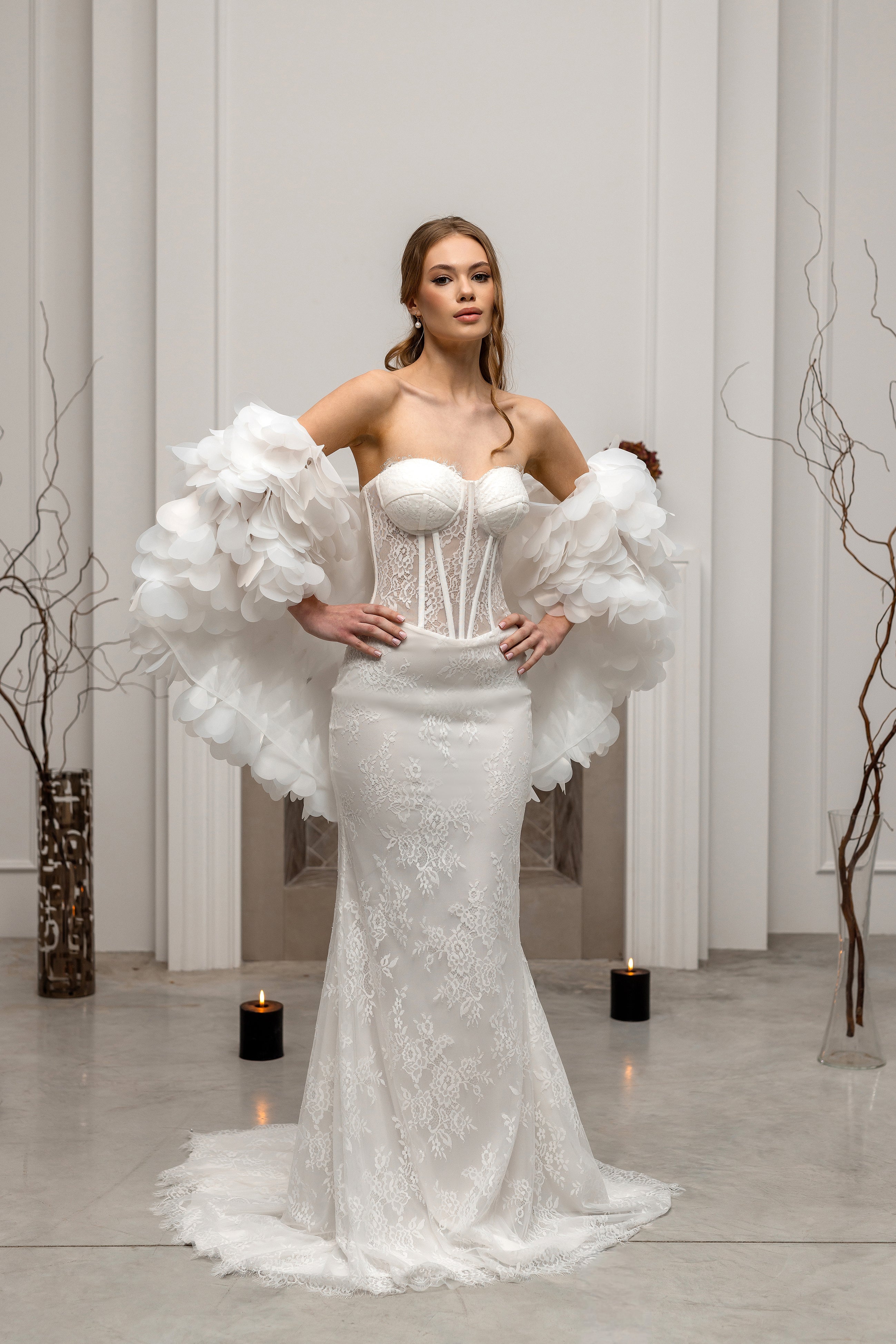 Handmade Ivory Bridal Veil with Luxe Italian Tulle and Flower Detail