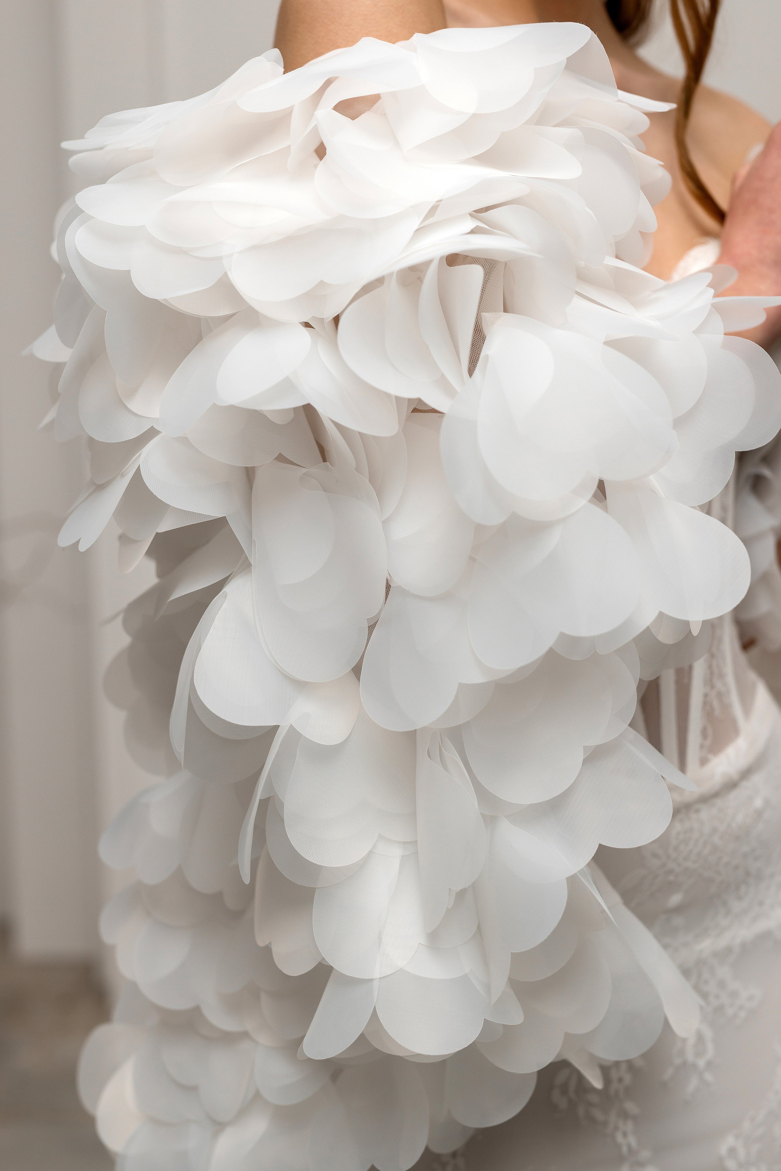 Handmade Ivory Bridal Veil with Luxe Italian Tulle and Flower Detail