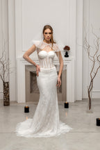 White Bridal Hood with Pearls